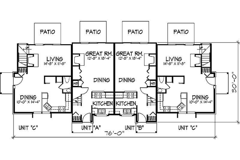 Home Plan - Floor Plan - Main Floor for Prairie House Plan #320-1151 - 1 bed, 2 bath