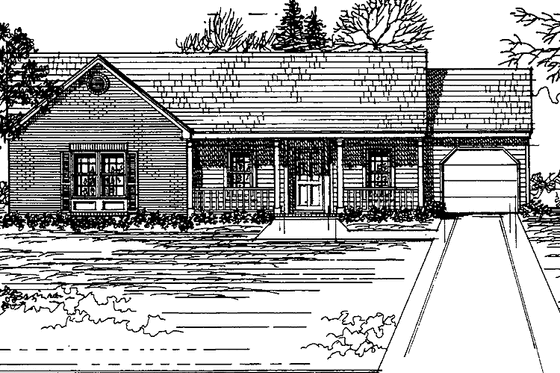 Exterior - Front Elevation 3 for Country House Plan #30-324 - 3 bed, 2 bath
