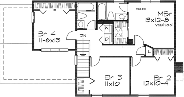 Architectural House Design - Colonial Floor Plan - Upper Floor Plan #320-652