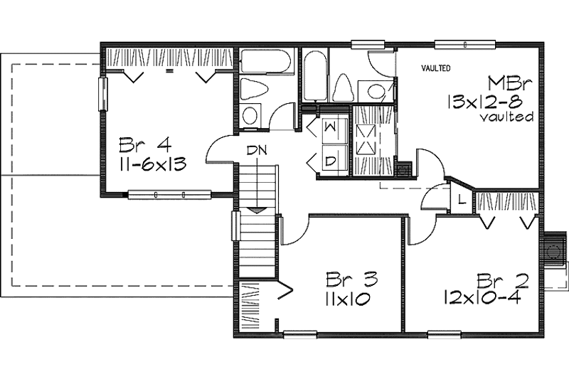 Dream House Plan - Floor Plan - Upper Floor for Colonial House Plan #320-652 - 4 bed, 2.5 bath