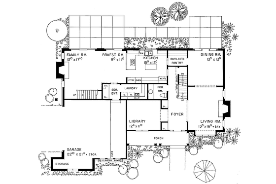 Floor Plan - Main Floor for European House Plan #72-989 - 4 bed, 2.5 bath
