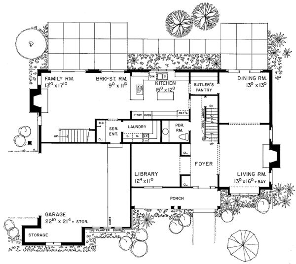 House Blueprint - European Floor Plan - Main Floor Plan #72-989