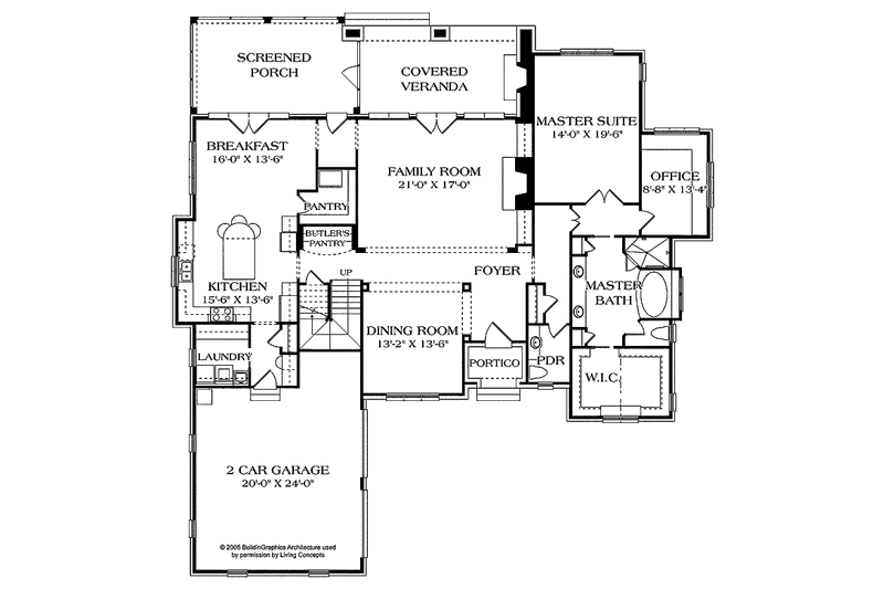 Architectural House Design - Floor Plan - Main Floor for Country House Plan #453-449 - 4 bed, 4.5 bath