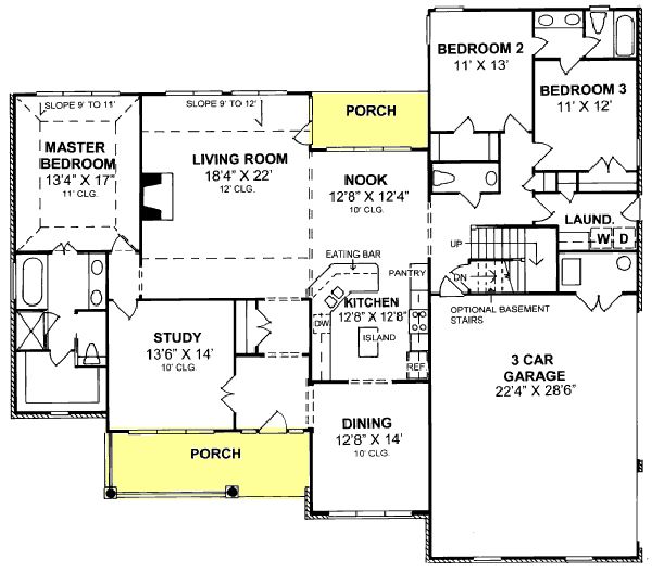 Country Floor Plan - Main Floor Plan #513-2042