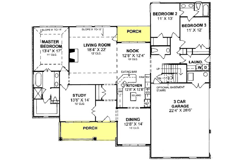 Home Plan - Floor Plan - Main Floor for Country House Plan #513-2042 - 3 bed, 2.5 bath