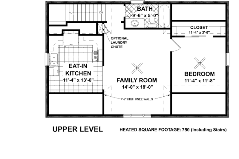 Home Plan - Floor Plan - Main Floor for Colonial House Plan #56-551 - 1 bed, 1 bath