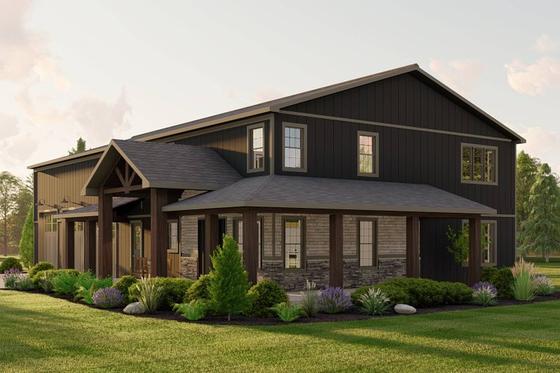Home Plan - Exterior - Covered Porch for Barndominium House Plan #1064-221 - 4 bed, 4.5 bath