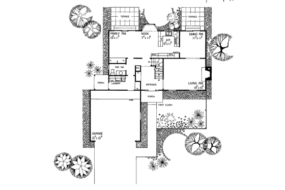 Floor Plan - Main Floor for Colonial House Plan #72-654 - 3 bed, 2.5 bath