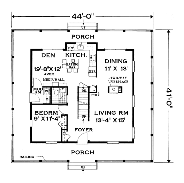 Home Plan - Country Floor Plan - Main Floor Plan #3-284