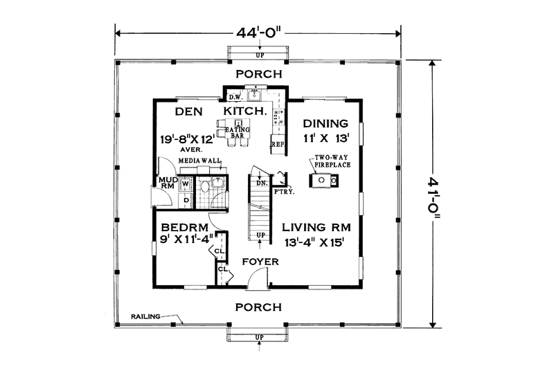 Dream House Plan - Floor Plan - Main Floor for Country House Plan #3-284 - 4 bed, 2.5 bath