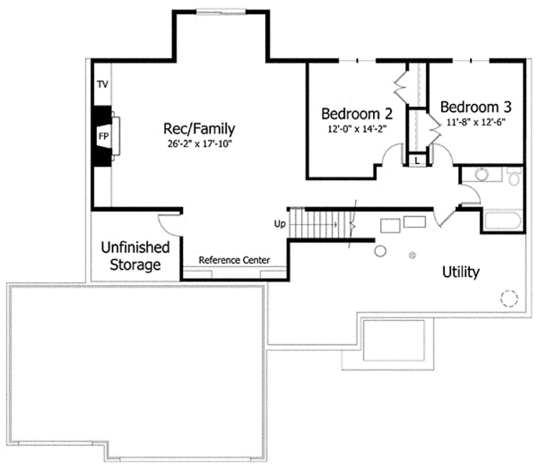 House Design - Prairie Floor Plan - Lower Floor Plan #51-1043
