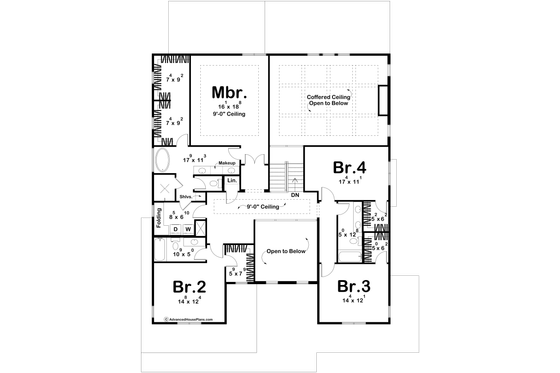 Floor Plan - Upper Floor for Farmhouse House Plan #455-321 - 4 bed, 3.5 bath