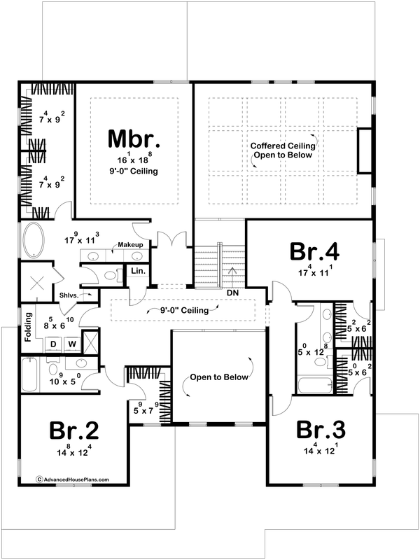 Farmhouse Floor Plan - Upper Floor Plan #455-321