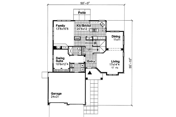 Floor Plan - Main Floor for Traditional House Plan #50-174 - 5 bed, 3 bath