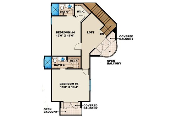Floor Plan - Upper Floor for European House Plan #27-426 - 5 bed, 4.5 bath