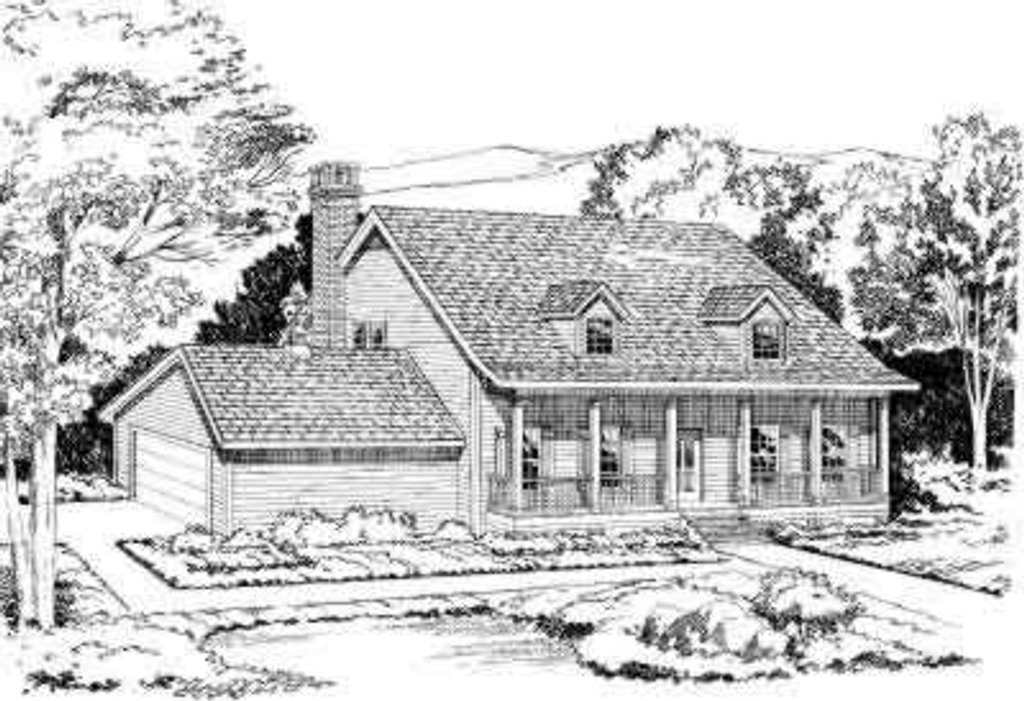 Exterior - Front Elevation 2 for Country House Plan #312-188 - 3 bed, 2.5 bath