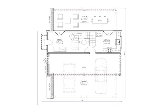 Floor Plan - Main Floor for Craftsman House Plan #1094-27 - 2 bed, 2 bath