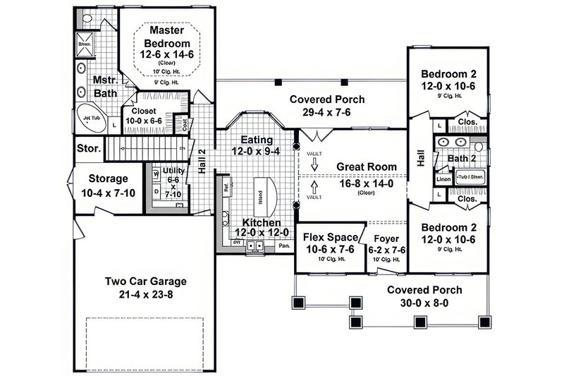 Architectural House Design - Floor Plan - Main Floor for Traditional House Plan #21-615 - 3 bed, 2 bath