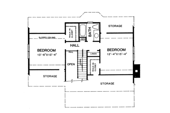Floor Plan - Upper Floor for Country House Plan #10-229 - 3 bed, 2 bath