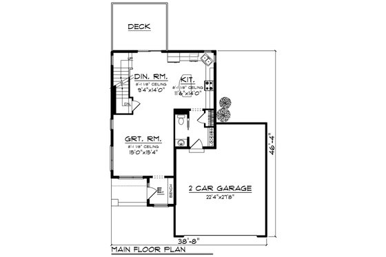 Floor Plan - Main Floor for Modern House Plan #70-1456 - 3 bed, 2.5 bath