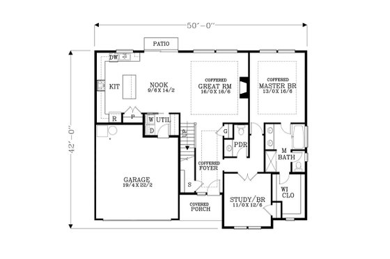 Floor Plan - Main Floor for Craftsman House Plan #53-530 - 4 bed, 2.5 bath