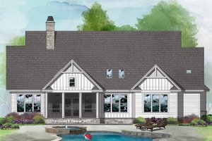 Exterior - Rear Elevation 1 for Farmhouse House Plan #929-1099 - 3 bed, 2 bath