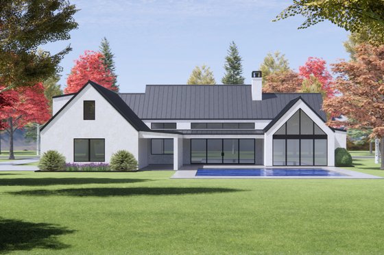 Exterior - Rear Elevation 1 for Modern House Plan #1096-35 - 4 bed, 4.5 bath