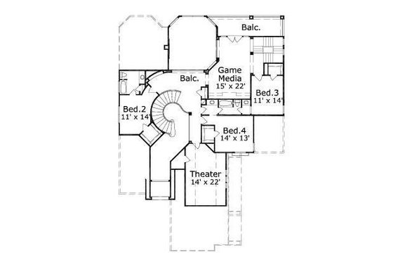 Floor Plan - Upper Floor for European House Plan #411-631 - 4 bed, 3.5 bath