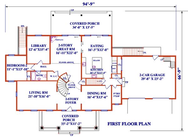 Colonial Floor Plan - Main Floor Plan #3-345