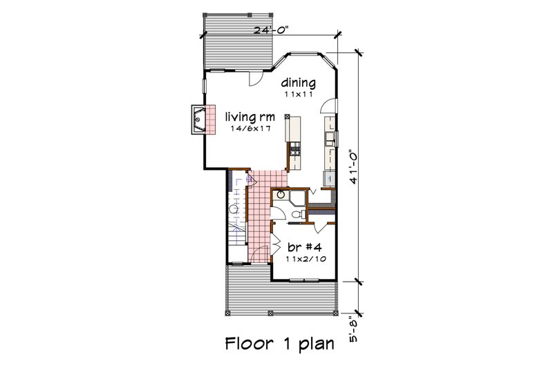 House Blueprint - Floor Plan - Main Floor for Farmhouse House Plan #79-304 - 4 bed, 3 bath