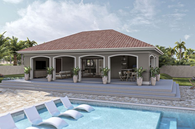 Mediterranean Style House Plan - 0 Beds 2 Baths 453 Sq/Ft Plan #455-473