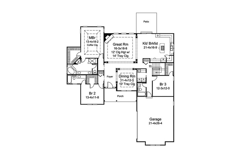 Dream House Plan - Floor Plan - Main Floor for Ranch House Plan #57-662 - 3 bed, 3 bath