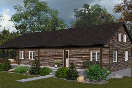 Exterior - Front Elevation 1 for Cabin House Plan #1060-355 - 2 bed, 2 bath