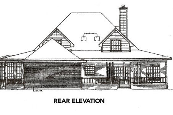 Exterior - Rear Elevation for Farmhouse House Plan #14-205 - 4 bed, 2.5 bath