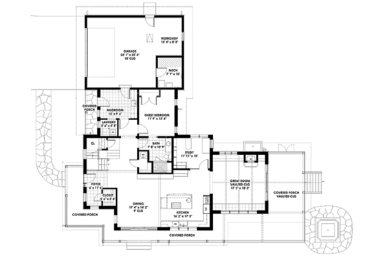 Floor Plan - Main Floor for Barndominium House Plan #1042-18 - 3 bed, 3 bath