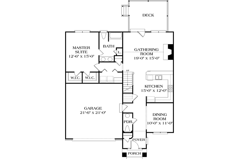 Home Plan - Floor Plan - Main Floor for Craftsman House Plan #453-387 - 2 bed, 2.5 bath