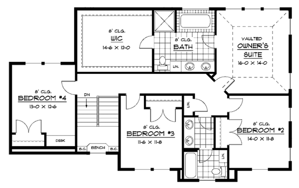 House Design - European Floor Plan - Upper Floor Plan #51-637