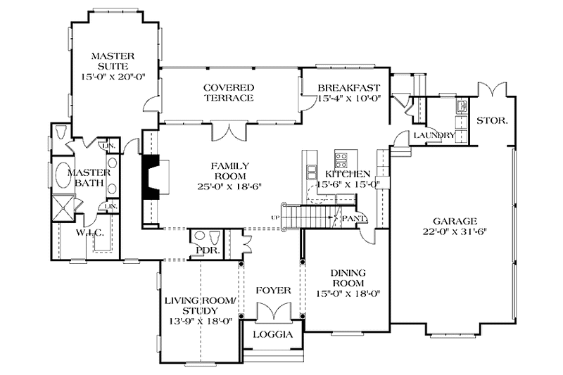 Dream House Plan - Floor Plan - Main Floor for Country House Plan #453-149 - 4 bed, 3.5 bath