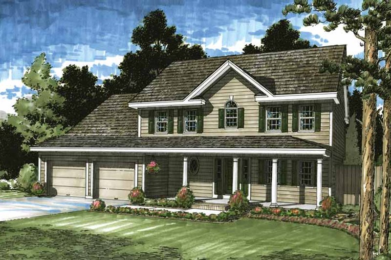Architectural House Design - Colonial Exterior - Front Elevation Plan #1029-50