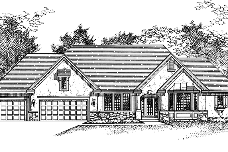 Architectural House Design - Country Exterior - Front Elevation Plan #51-1129