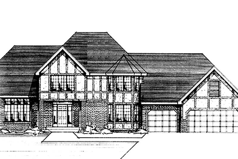 Architectural House Design - Tudor Exterior - Front Elevation Plan #51-920