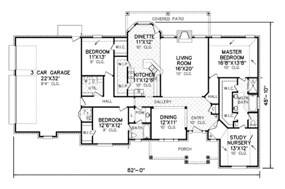 Floor Plan - Main Floor for Traditional House Plan #65-446 - 3 bed, 2 bath