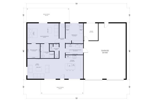 Barndominium Floor Plan - Main Floor Plan #1107-20