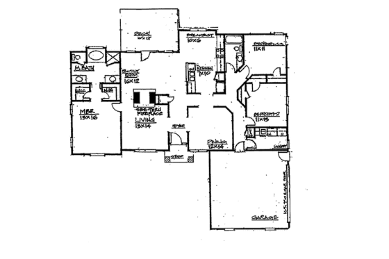 Floor Plan - Main Floor for Ranch House Plan #30-336 - 3 bed, 2 bath