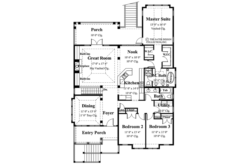 Architectural House Design - Floor Plan - Main Floor for Mediterranean House Plan #930-158 - 3 bed, 2 bath