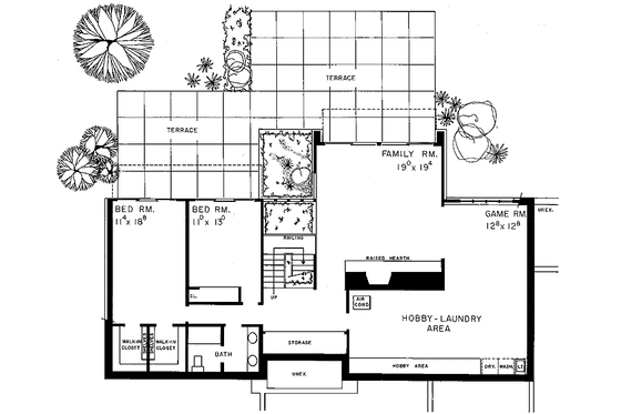 Floor Plan - Upper Floor for Contemporary House Plan #72-640 - 3 bed, 0 bath