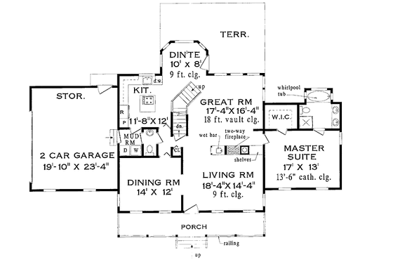 Floor Plan - Main Floor for Farmhouse House Plan #3-236 - 4 bed, 2.5 bath