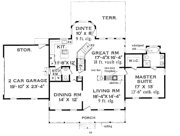 Architectural House Design - Colonial Floor Plan - Main Floor Plan #3-236