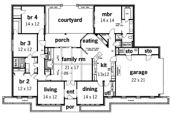 Dream House Plan - Prairie Floor Plan - Main Floor Plan #45-199