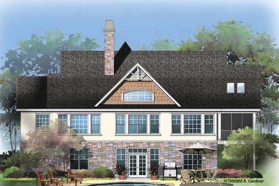 Exterior - Rear Elevation 1 for Craftsman House Plan #929-953 - 4 bed, 3 bath